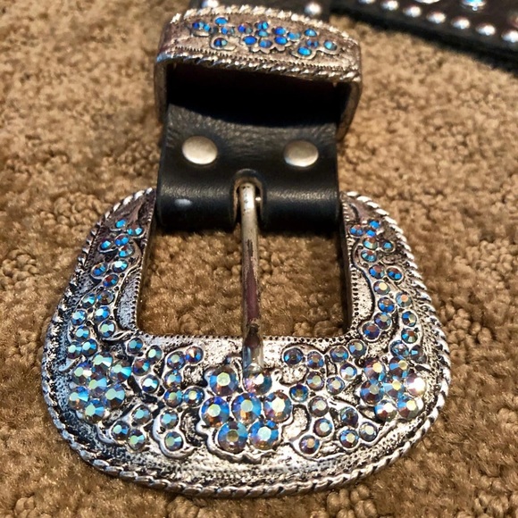 Swarovski Blue Crystal Embellished Leather Belt ✨ main image 2